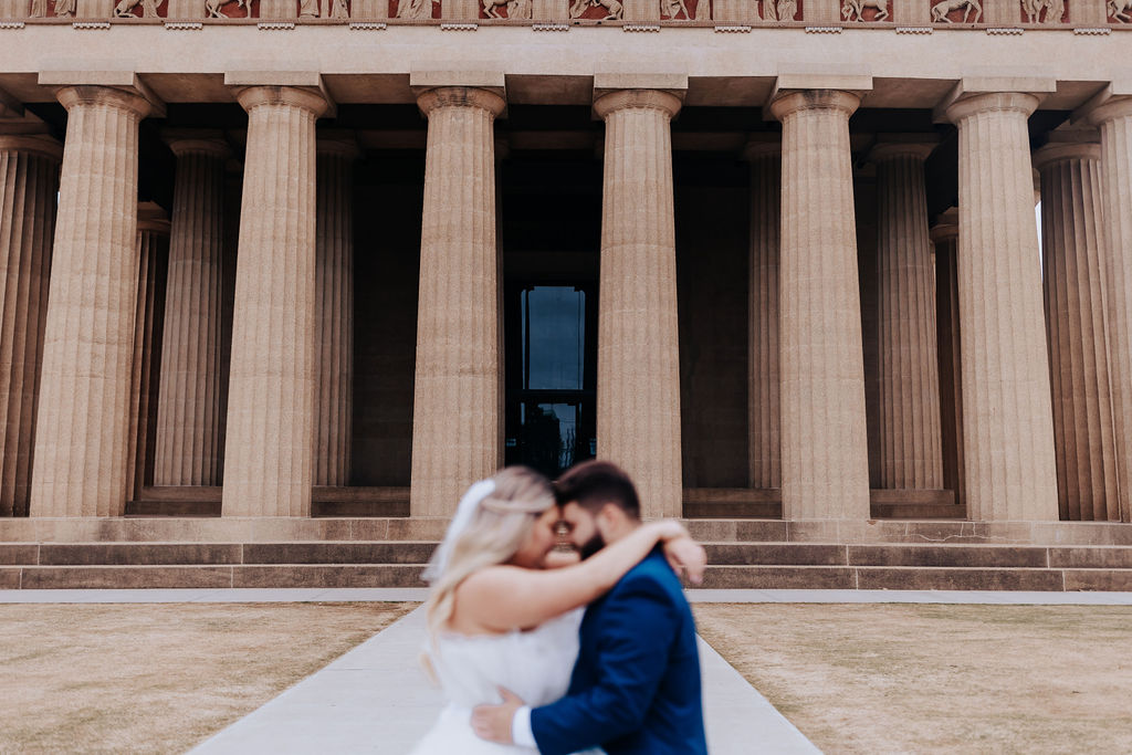 Nashville elopement photographer captures couple embracing after eloping in one of top places to elope in Nashville TN