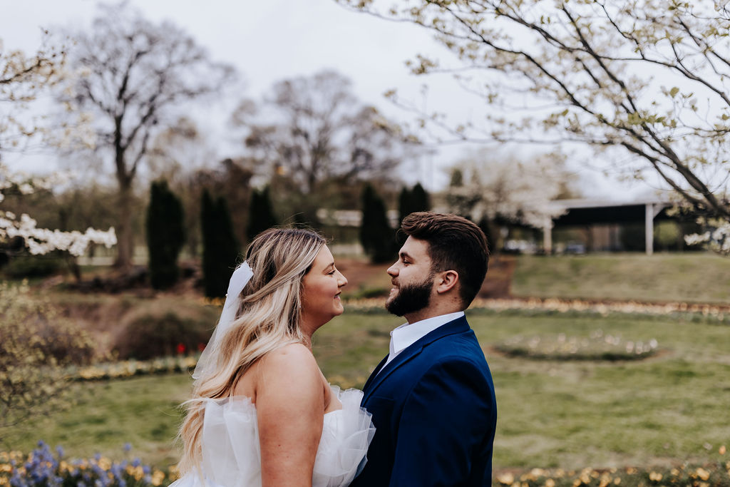 Nashville elopement photographer captures couple looking at one another after intimate elopement