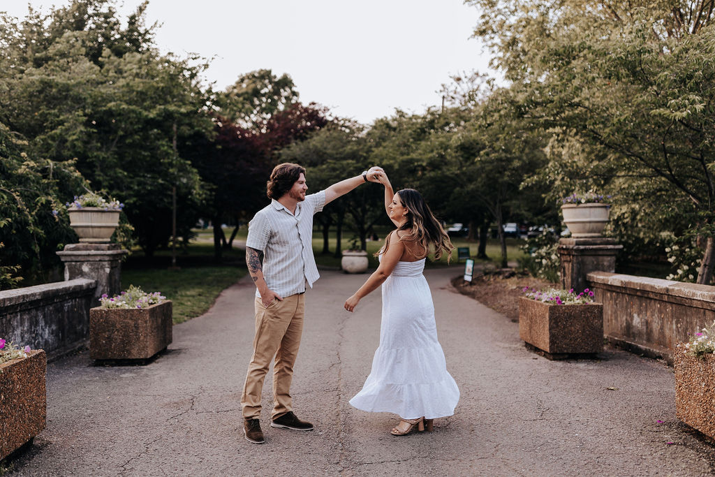 Nashville elopement photographer captures couple dancing in park together
