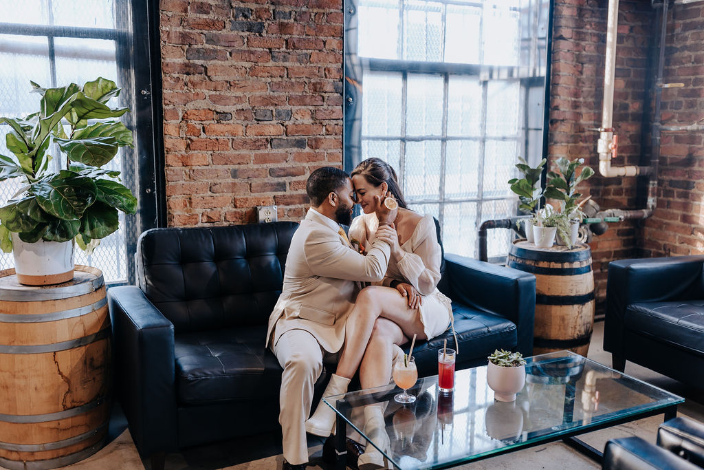 Nashville elopement photographer captures couple in Corsair's Distillery after elopement