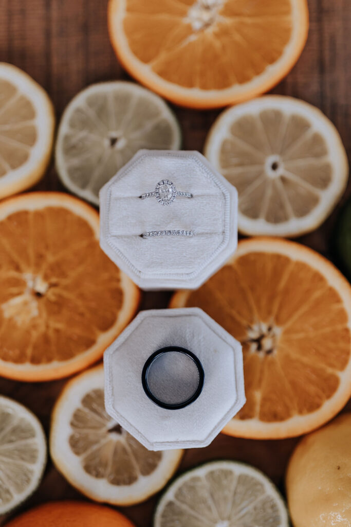 Nashville elopement photographer captures citrus with wedding details