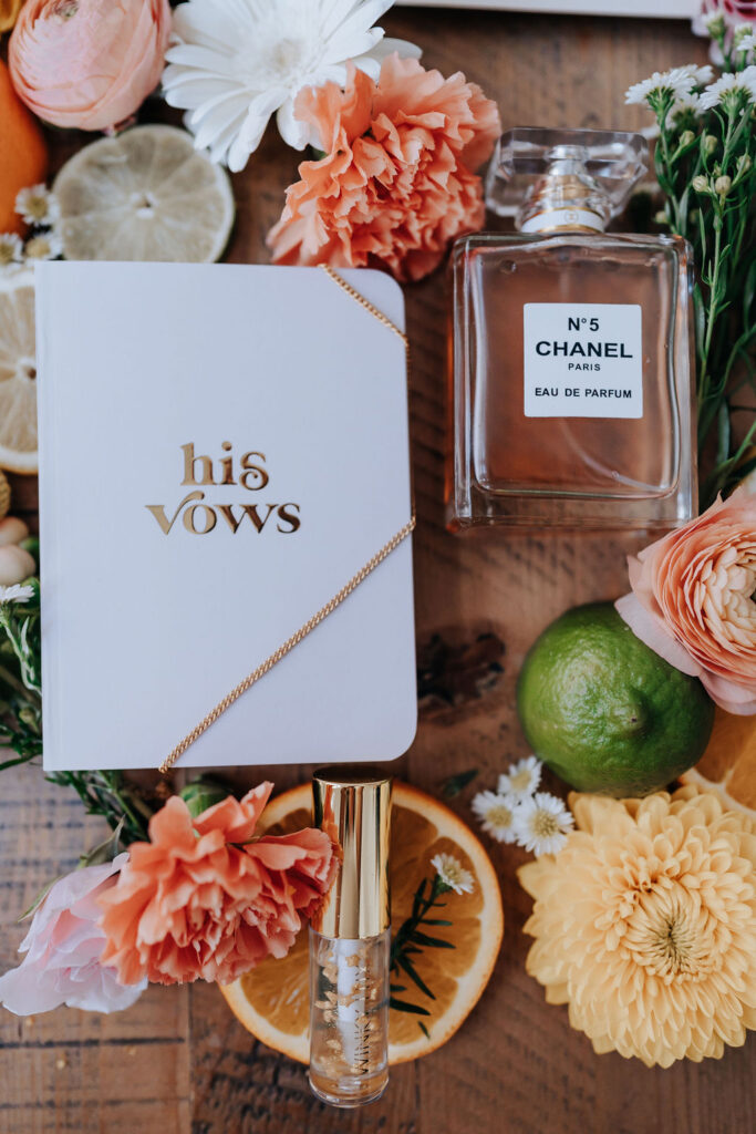 Nashville elopement photographer captures vow books with perfume and citrus