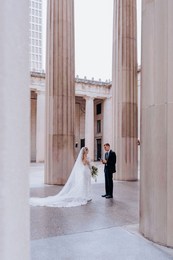 Nashville elopement photographer captures bride and groom's first look