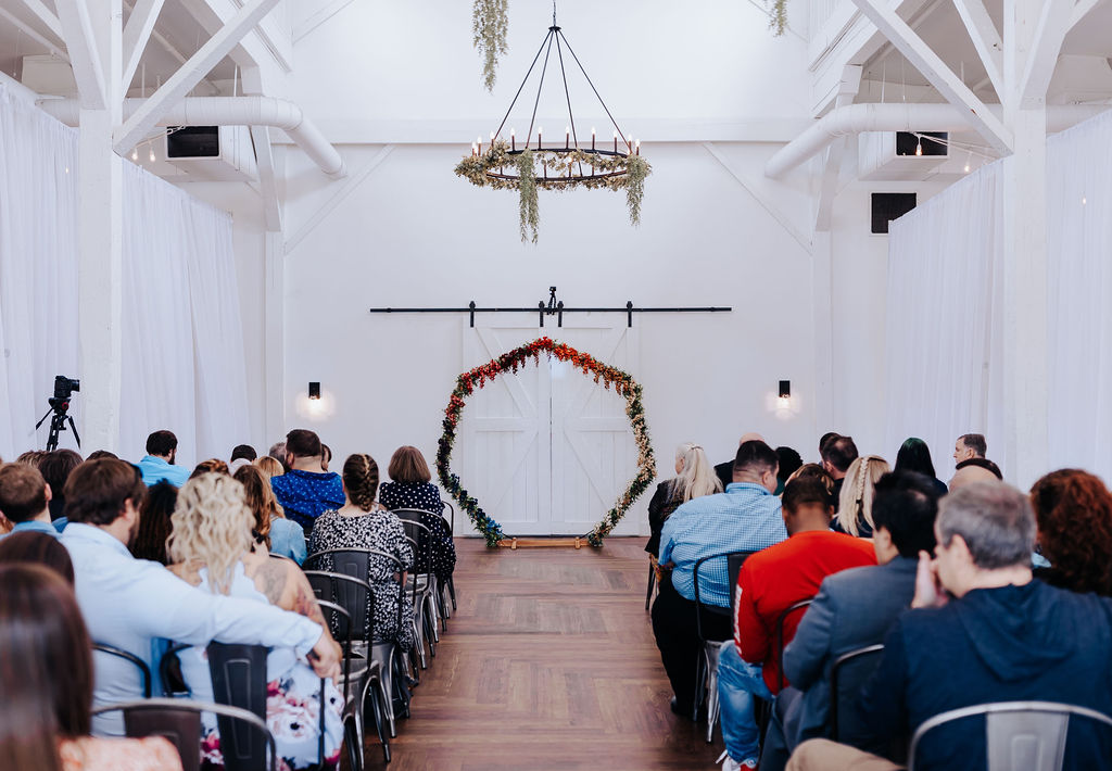 Nashville elopement photographer captures 14Tenn indoor wedding ceremony