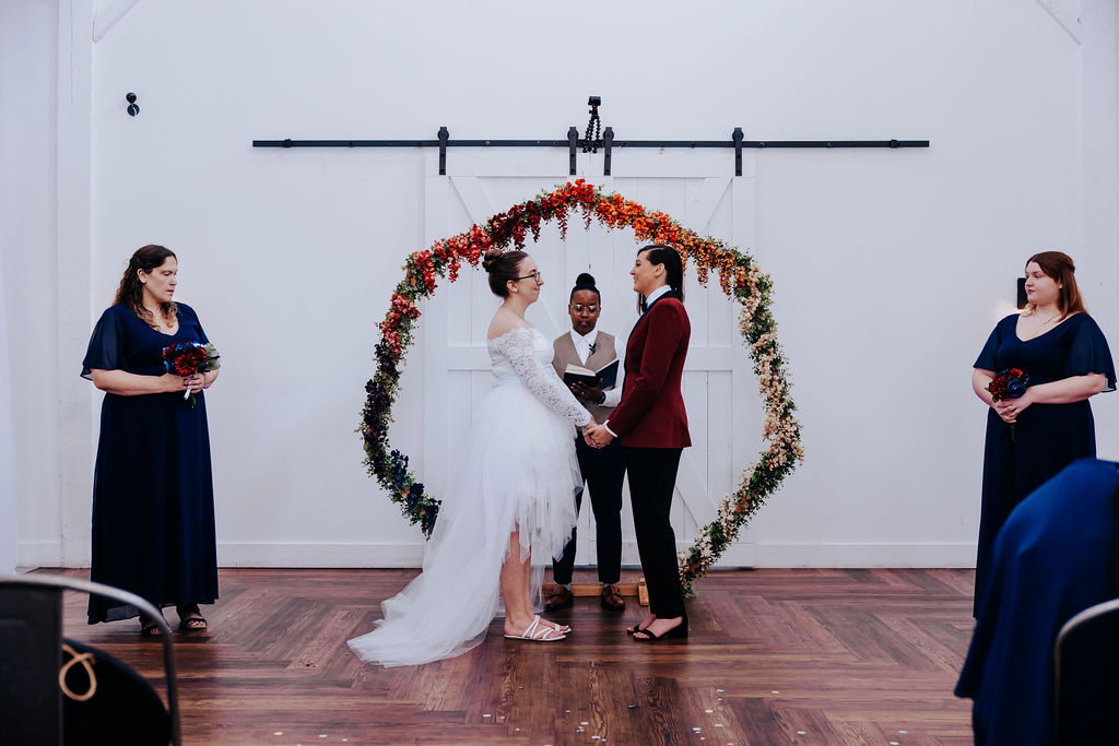 Nashville elopement photographer captures couple standing together at alter during wedding ceremony