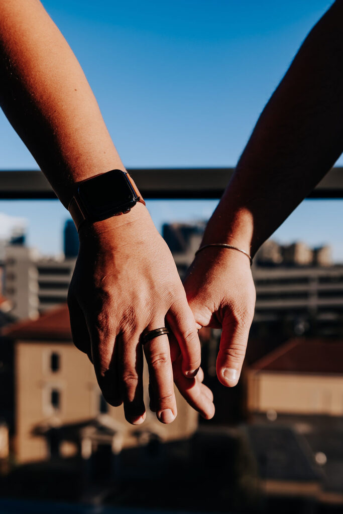 Nashville engagement photographer captures couple holding hands
