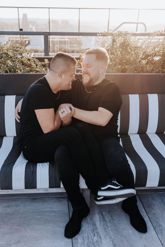 Nashville engagement photographer captures couple laughing together