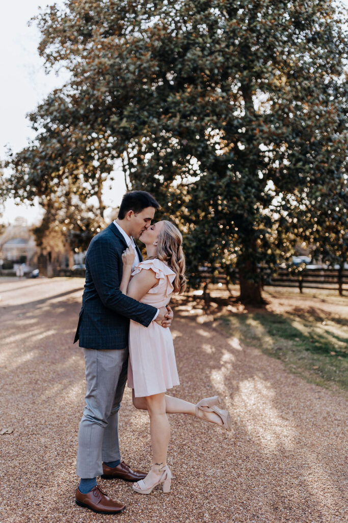 Nashville elopement photographer captures couple embracing during outdoor engagements