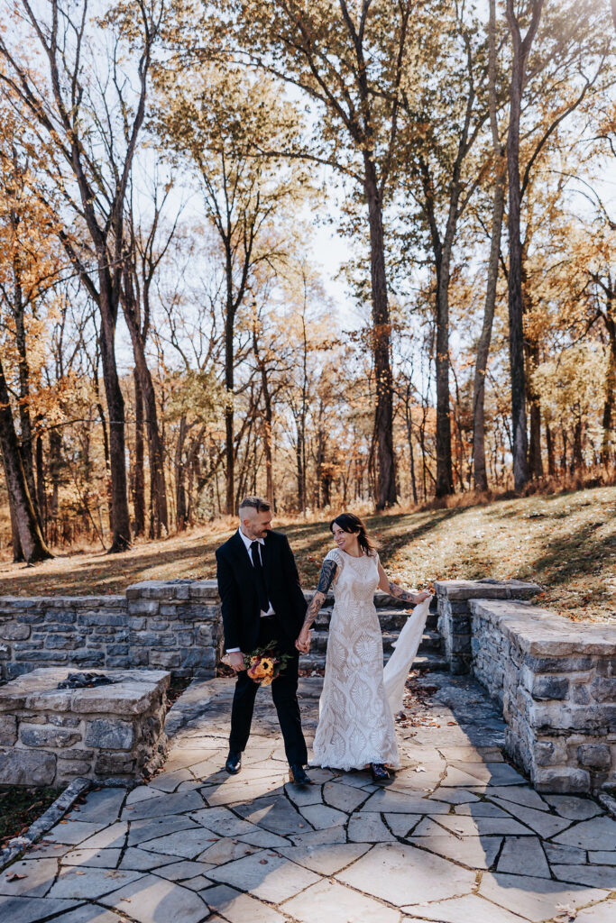 Nashville elopement photographer captures couple walking together after intimate Nashville elopement
