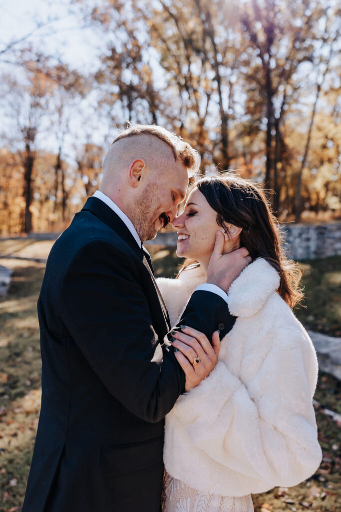 Nashville elopement photographer captures bride and groom embracing