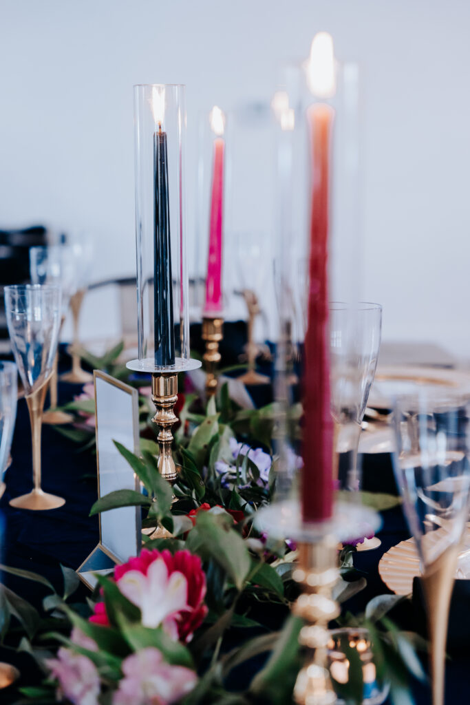 Nashville elopement photographer captures candlesticks in gold sticks