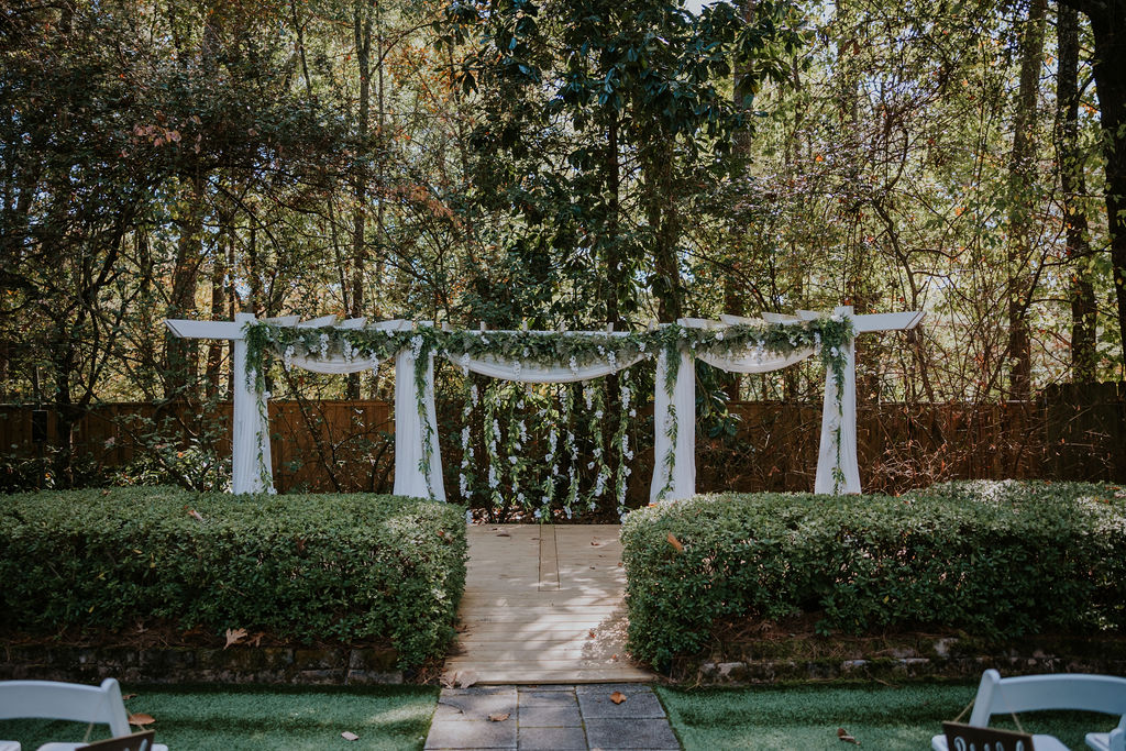 Destination wedding photographer captures outdoor ceremony space before wedding 