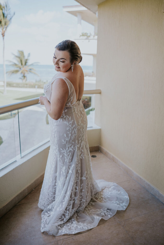 Destination wedding photographer captures bride wearing wedding dress