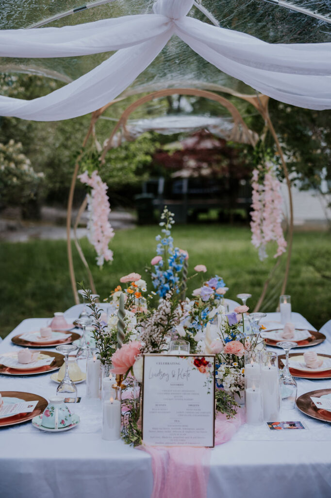 Nashville Elopement Photographer captures tea party wedding set up