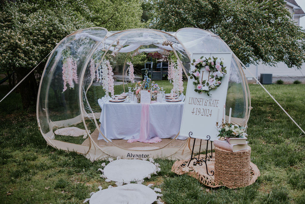 Nashville Elopement Photographer captures tea party tent and set up