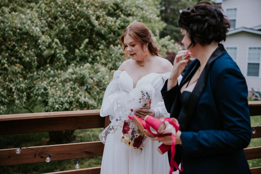 Nashville Elopement Photographer captures couple getting ready for Bridgerton wedding ceremony