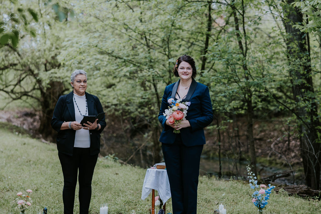 Nashville Elopement Photographer captures bride waiting at ceremony for her bride to meet her