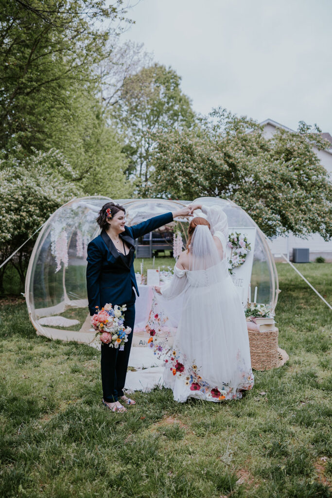 Nashville Elopement Photographer captures couple dancing together as newly married couple