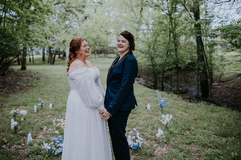 Nashville Elopement Photographer captures couple laughing after ceremony