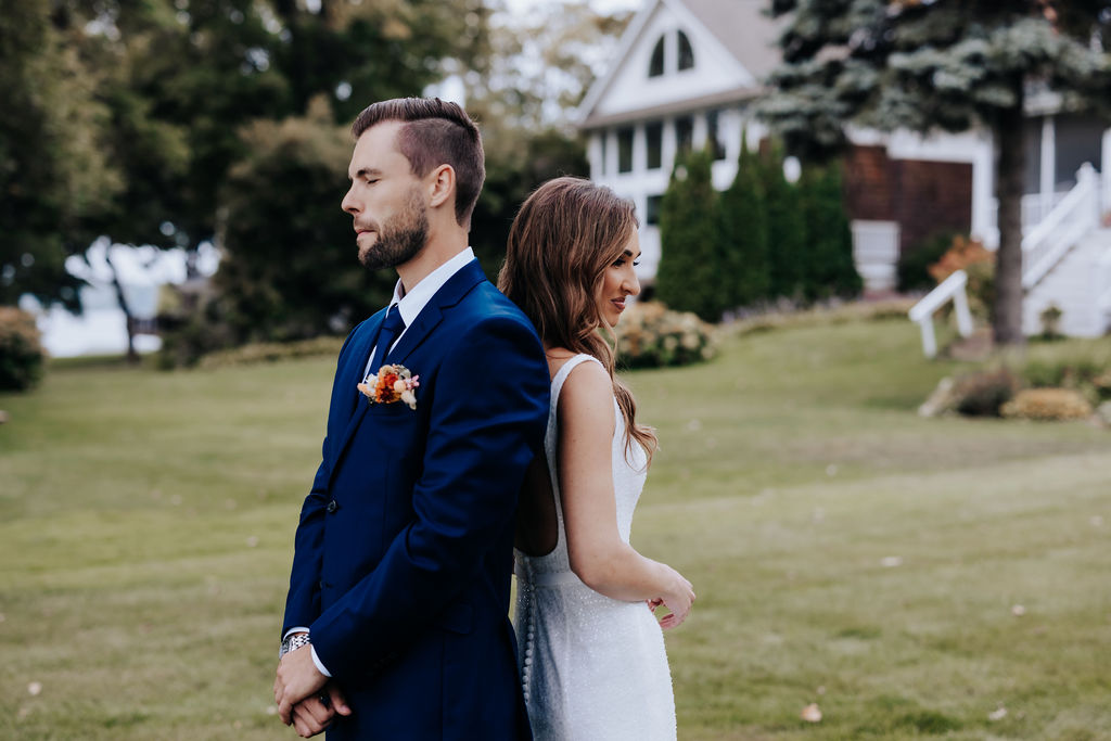 Destination wedding photographer captures groom waiting to see his bride for first time