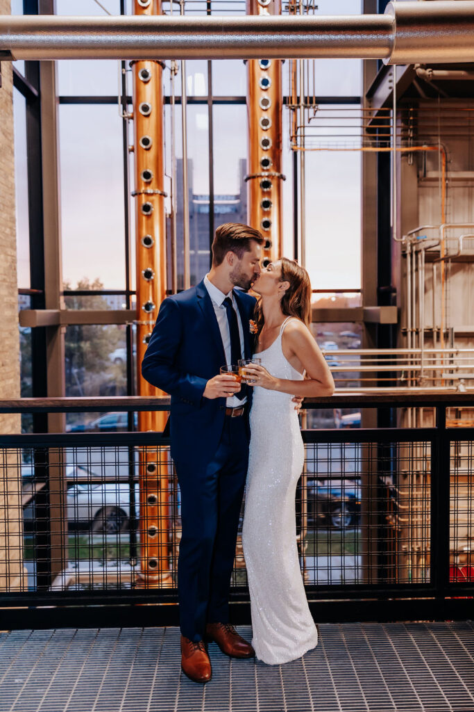 Destination wedding photographer captures bride and groom kissing