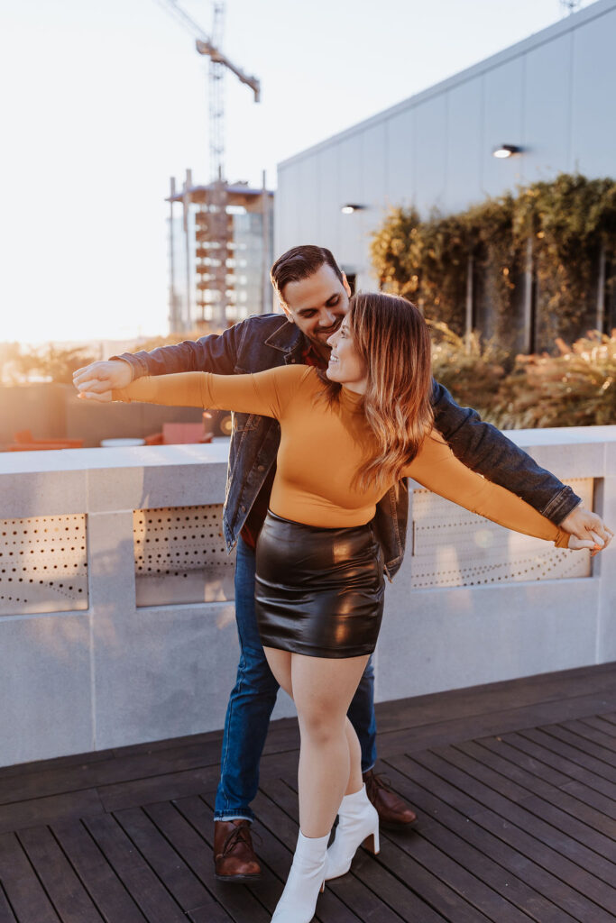 Nashville Elopement Photographer captures bride and groom holding hands and looking at one another