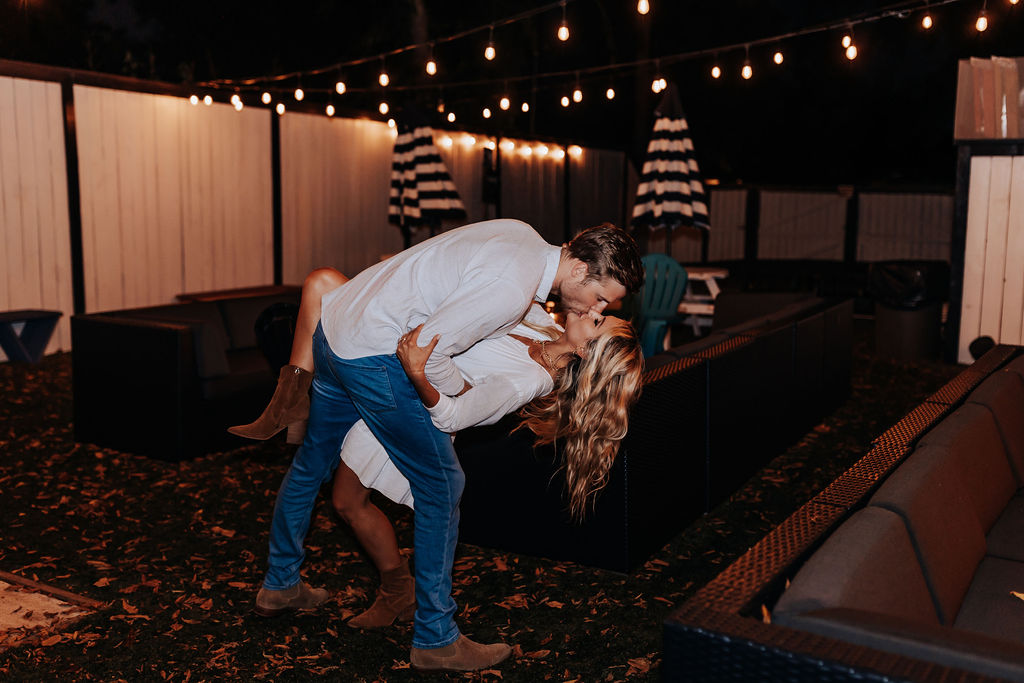 Nashville Engagement Photographer captures dip kiss 