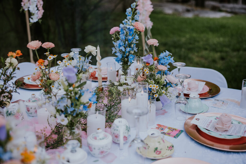 Nashville Elopement Photographer captures table setting with brunch foods during spring wedding