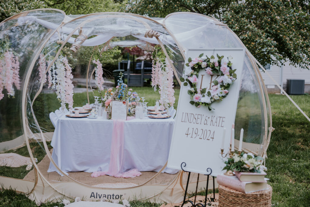 Nashville Elopement Photographer captures sweetheart table with flowers